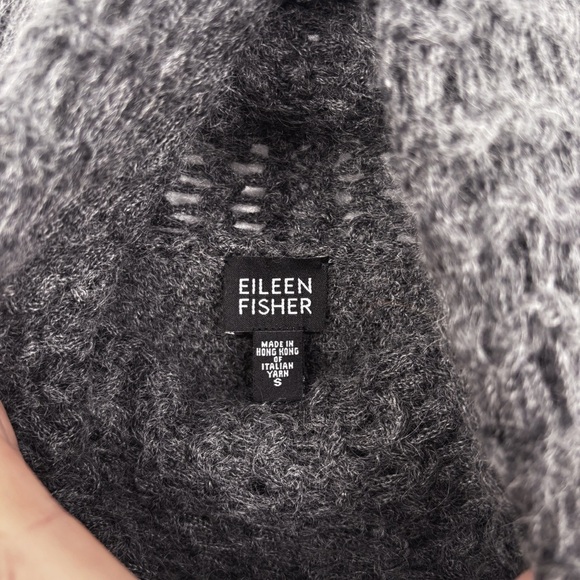 EILEEN FISHER | Wool-Mohair Blend Cowl Neck Sweater in Charcoal Grey | S - Picture 6 of 12